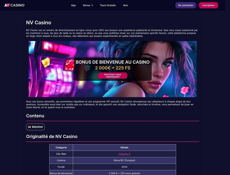 Meilleur nv casino online à France